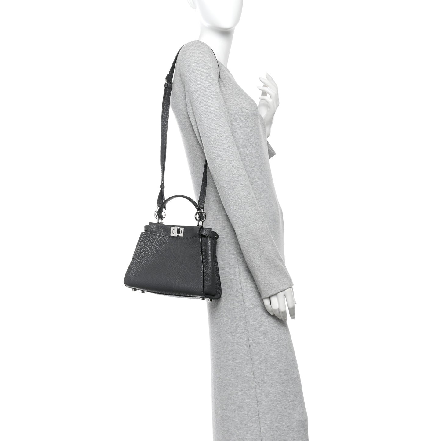 Cuoio Romano Selleria Bi-Color Mini Peekaboo Iconic Satchel Asfalto Latte