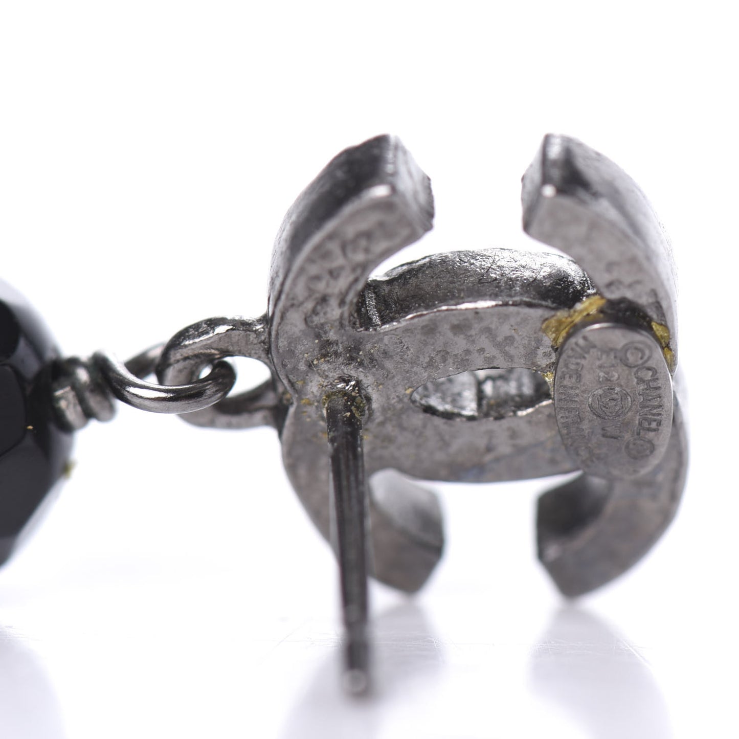 Ruthenium Bead CC Drop Earrings Black