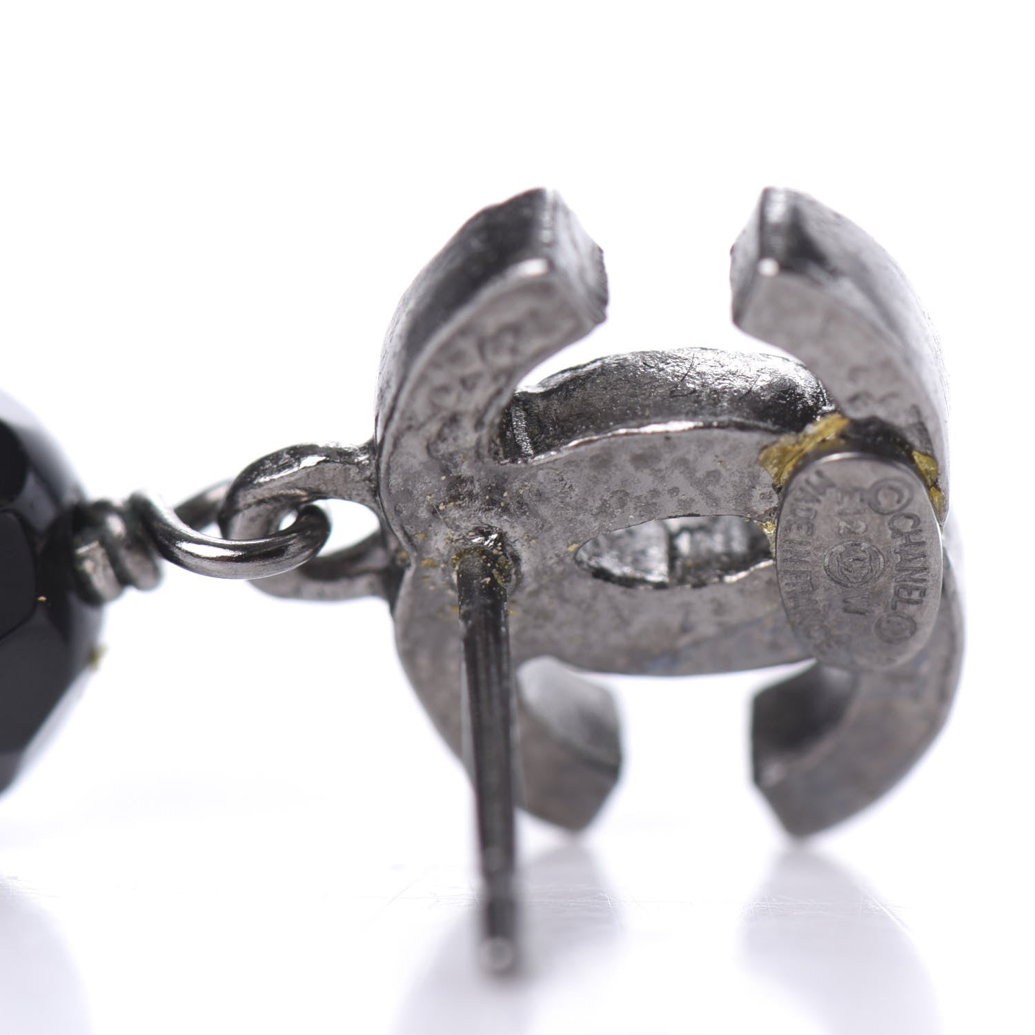 Chanel Ruthenium Bead CC Drop Earrings Black 4 of 5