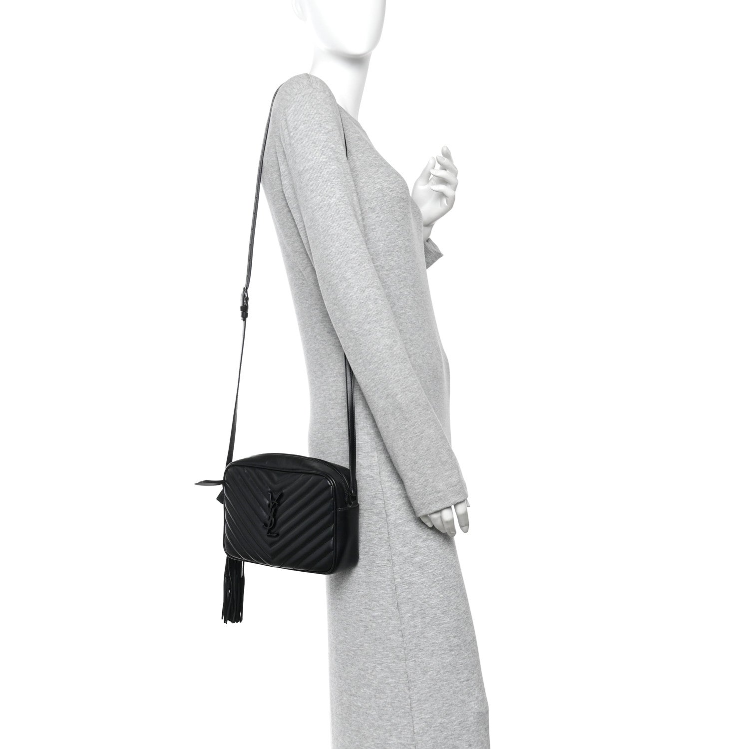 Saint Laurent Calfskin Matelasse Monogram Monochrome Lou Camera Bag Black 2 of 12