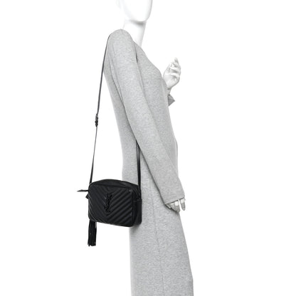 Saint Laurent Calfskin Matelasse Monogram Monochrome Lou Camera Bag Black 2 of 12