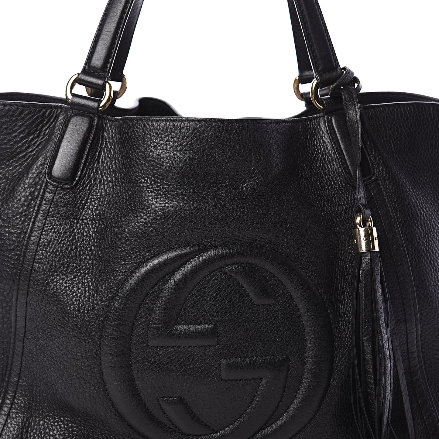Pebbled Calfskin Medium Soho Shoulder Bag Black