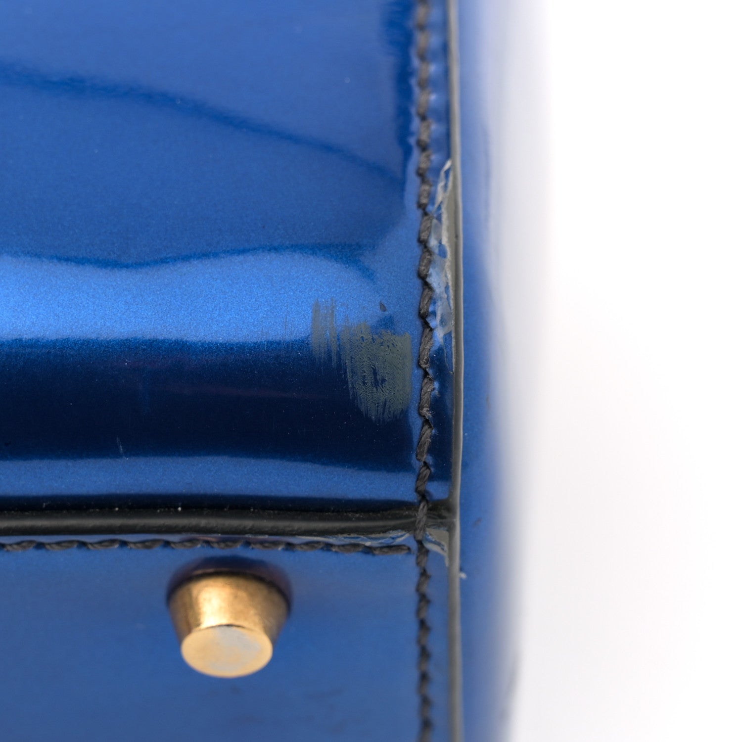Christian Dior Metallic Glazed Calfskin Mini Lady Dior Blue 12 of 13