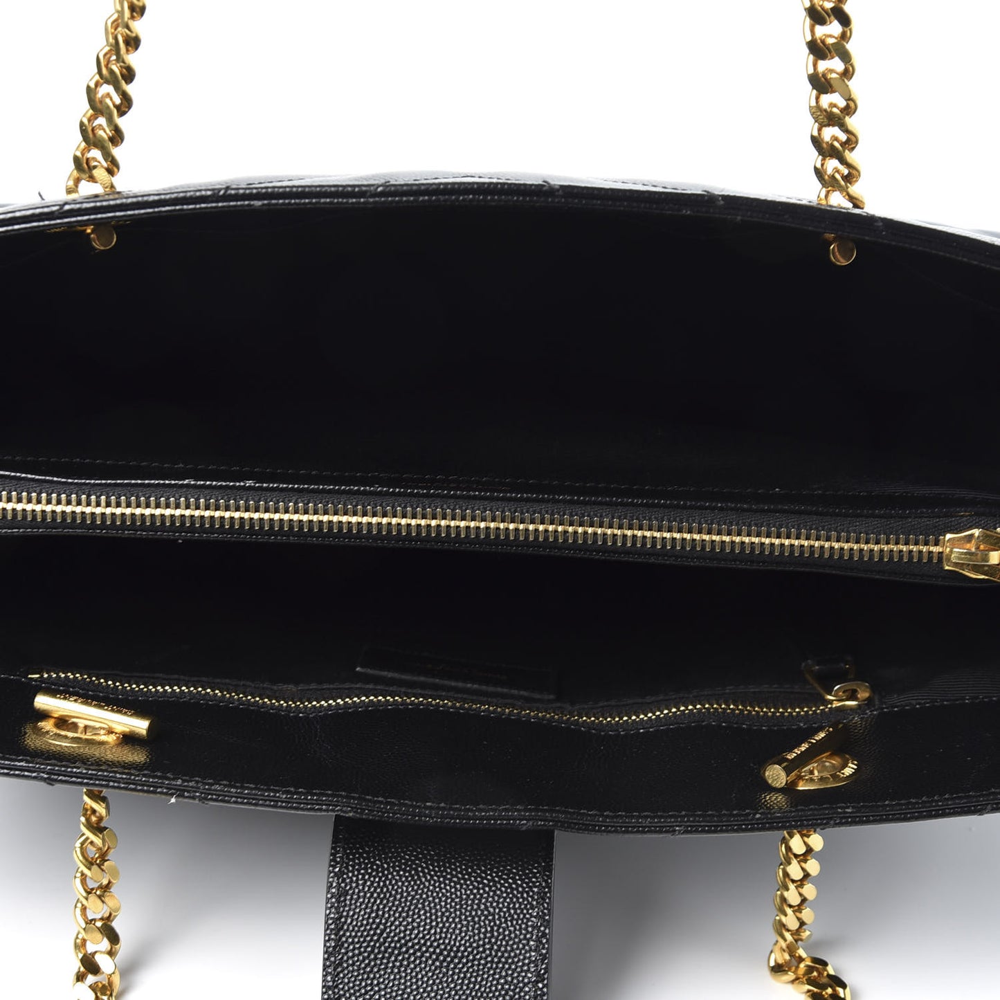 Grain De Poudre Matelasse Chevron Monogram Shopping Bag Black