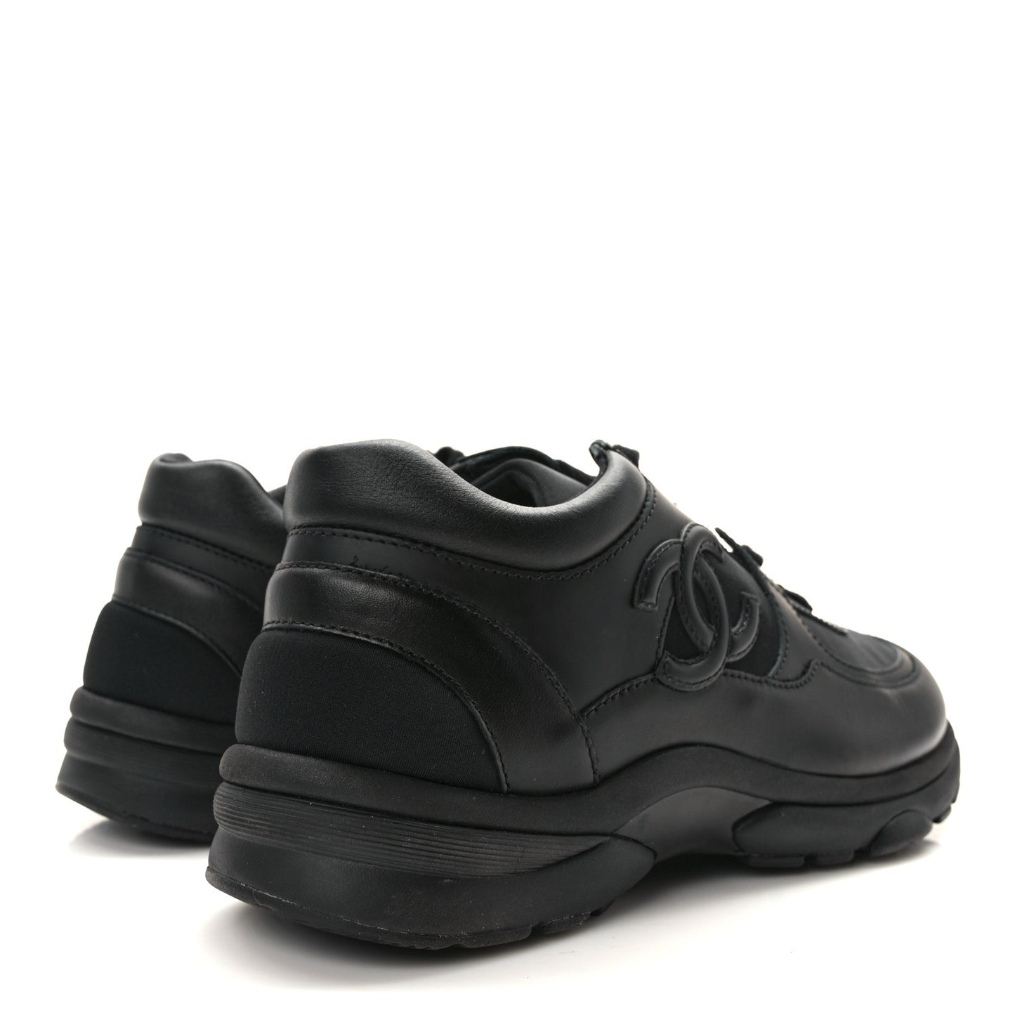 Lambskin Fabric CC Uniform Sneakers 37.5 Black