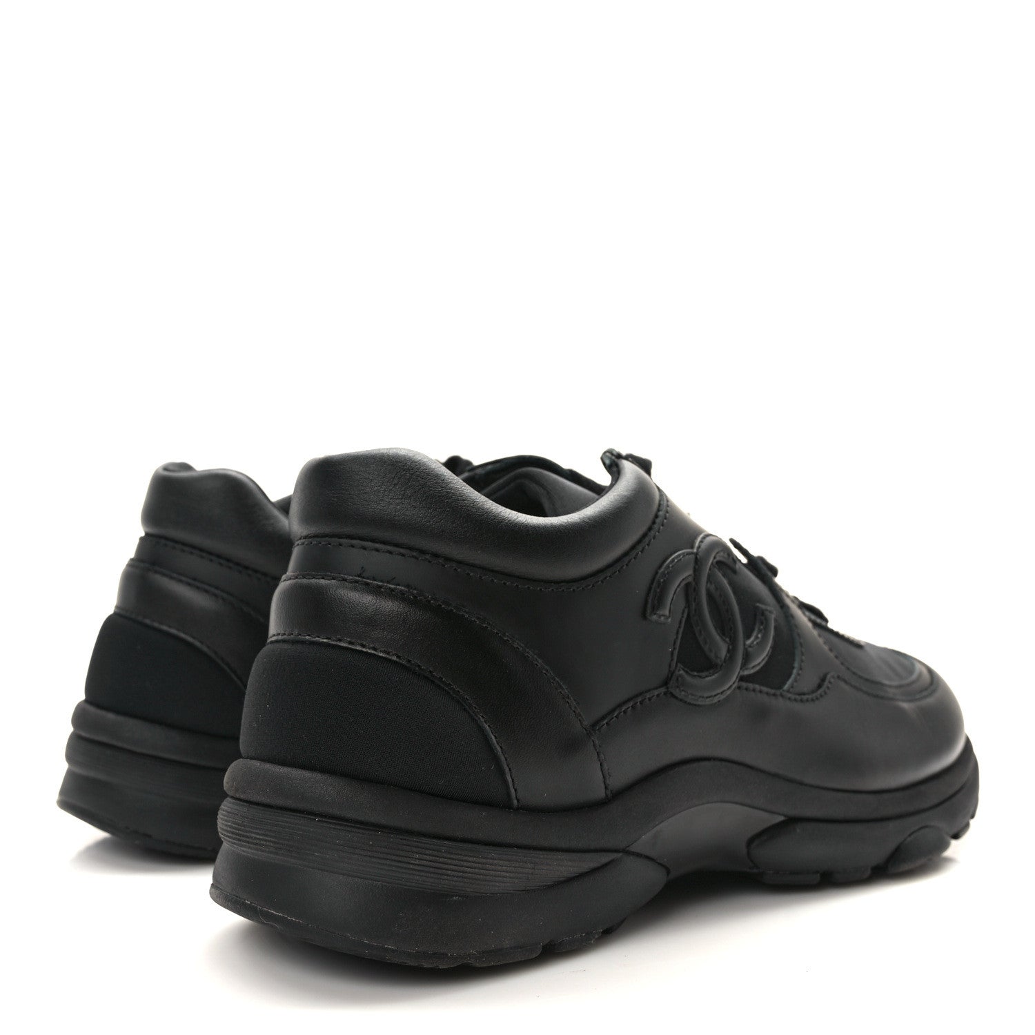 Chanel Lambskin Fabric CC Uniform Sneakers 37.5 Black 4 of 8