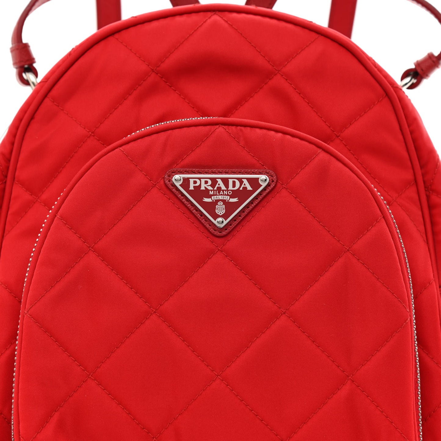 Nylon Tessuto Impuntu Quilted Backpack Rosso