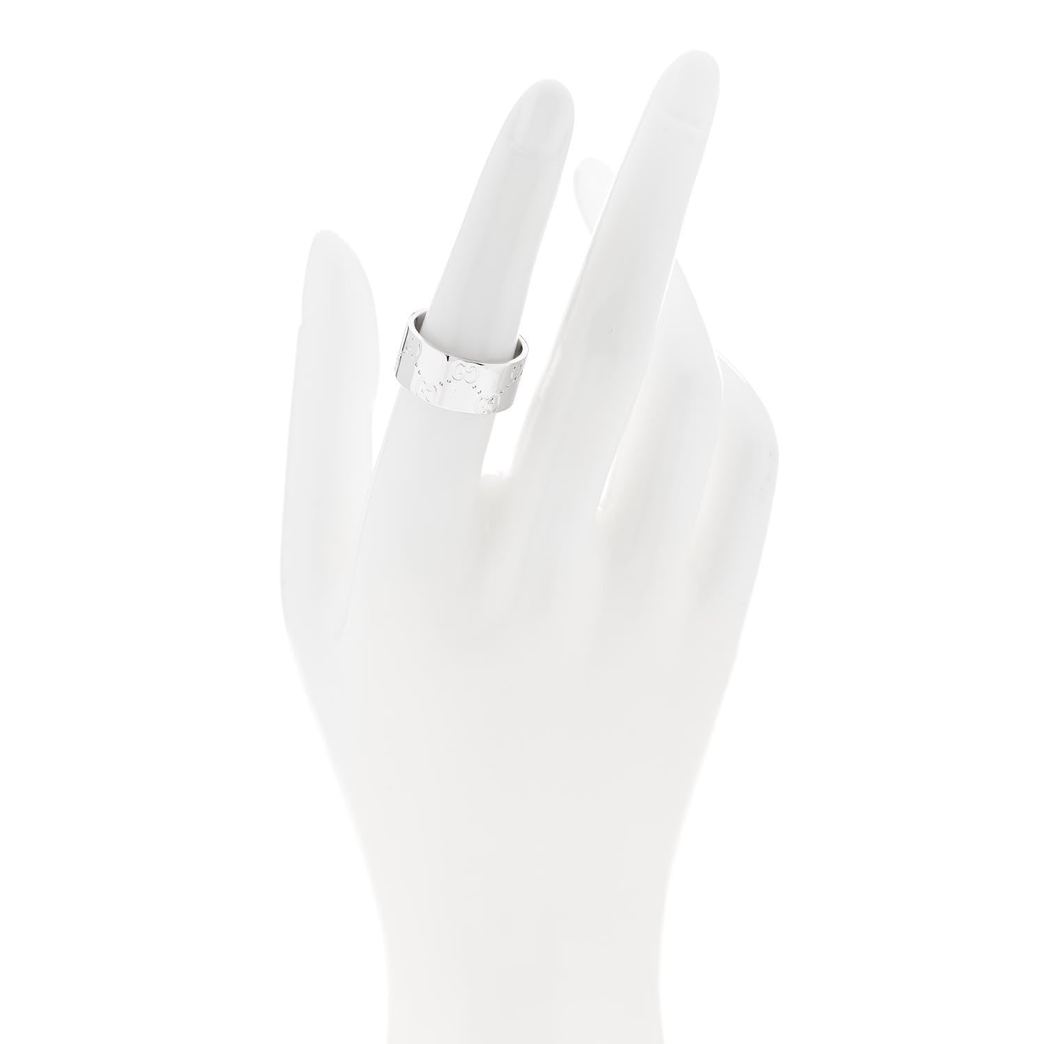 Gucci 18K White Gold Wide Icon Ring 54 6.75 2 of 6