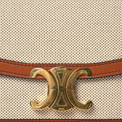 Celine Textile Natural Calfskin Teen Triomphe White Tan 11 of 16