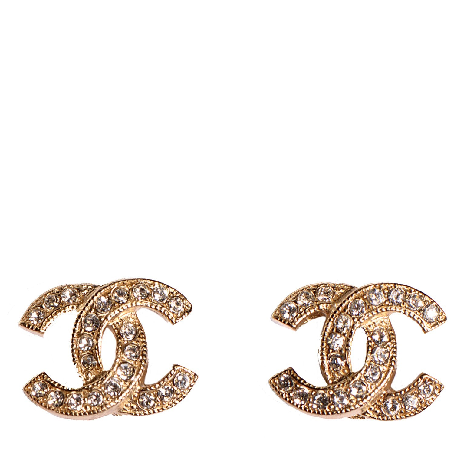 Chanel Crystal CC Earrings Gold 1 of 5