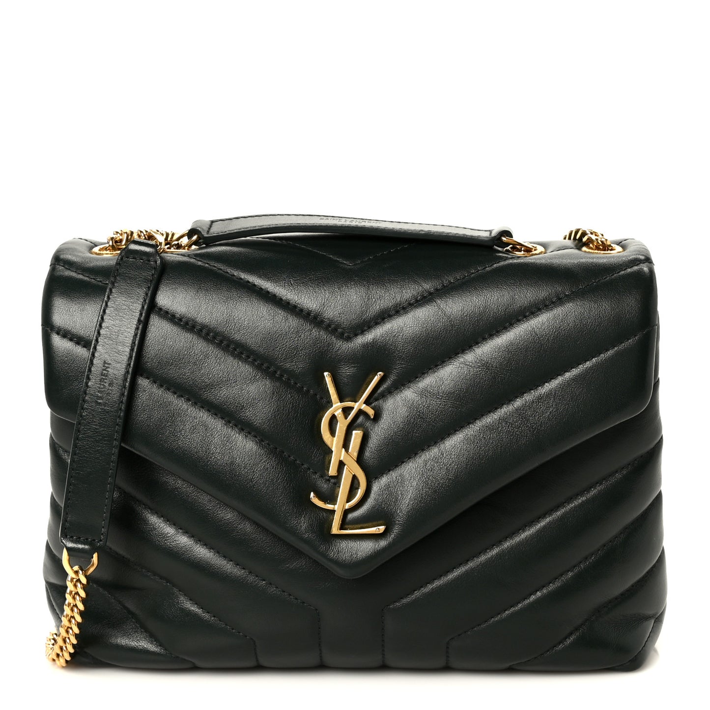 Calfskin Y Quilted Monogram Small Loulou Chain Satchel Olive