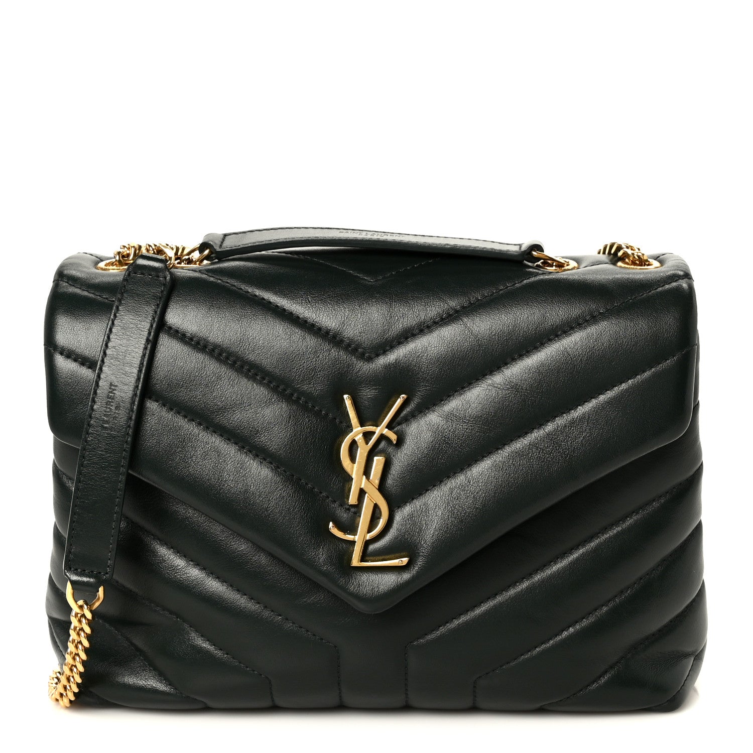Saint Laurent Calfskin Y Quilted Monogram Small Loulou Chain Satchel Olive 1 of 12