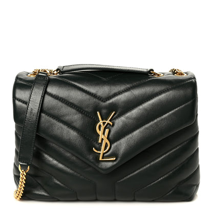 Saint Laurent Calfskin Y Quilted Monogram Small Loulou Chain Satchel Olive 1 of 12