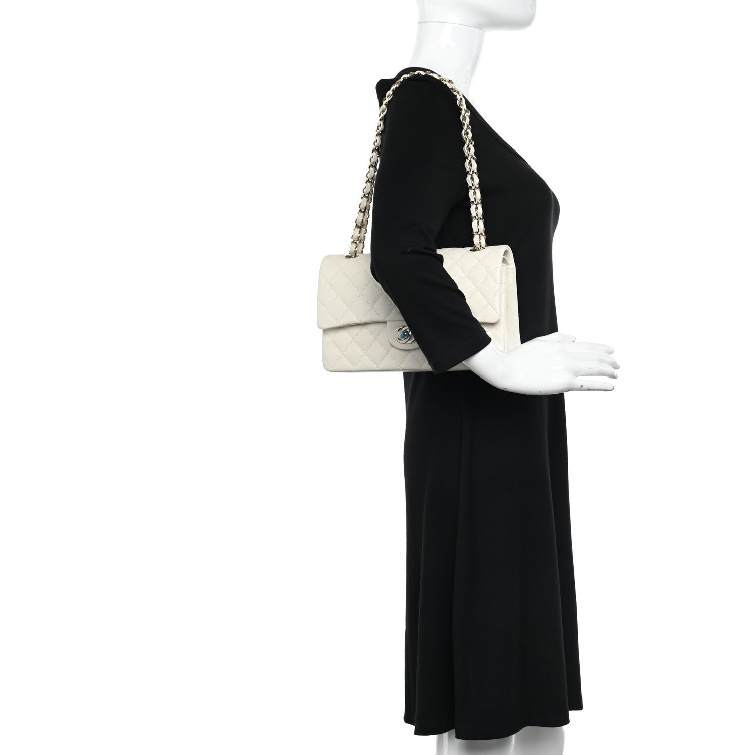 Chanel Caviar Quilted Medium Double Flap White 2 of 11