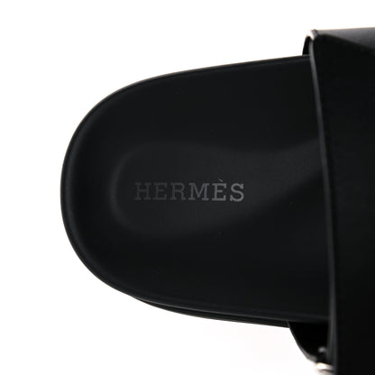 Hermes Calfskin Womens Chypre Sandals 37.5 Black 7 of 9