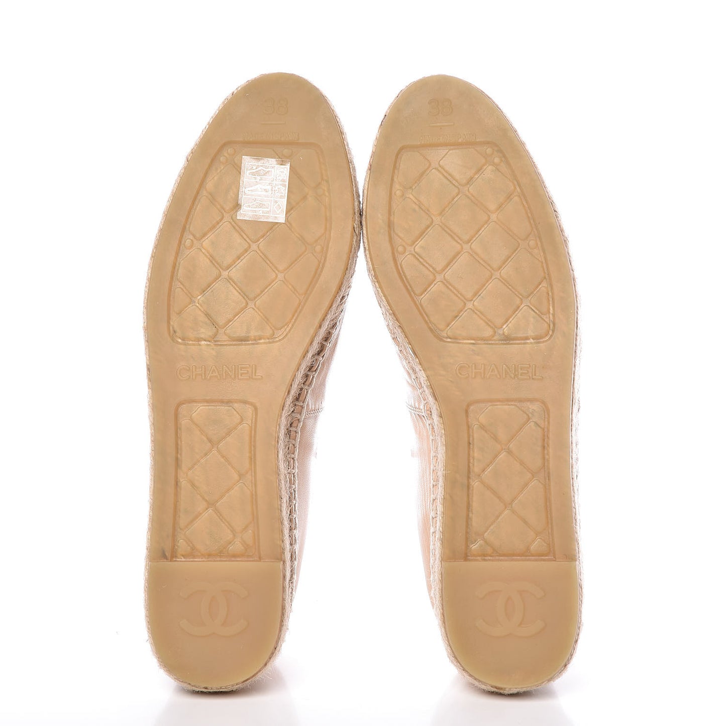 Lambskin CC Espadrilles 38 Beige Black