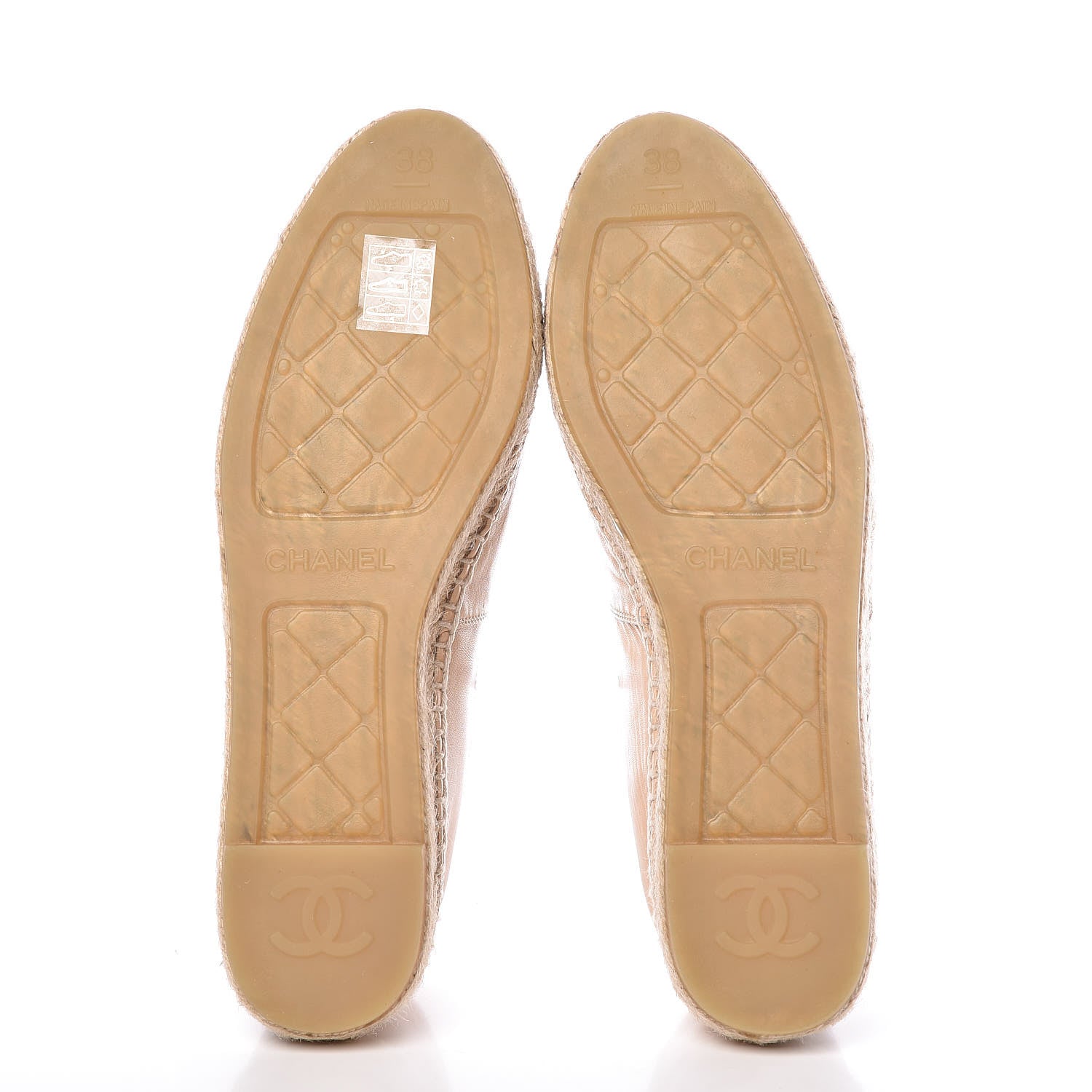 Chanel Lambskin CC Espadrilles 38 Beige Black 5 of 10