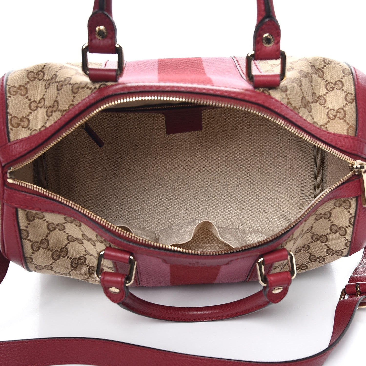 Gucci Monogram Cellarius Calfskin Vintage Web Medium Boston Beige Ebony Soft Burgundy Peonia Flower 6 of 13