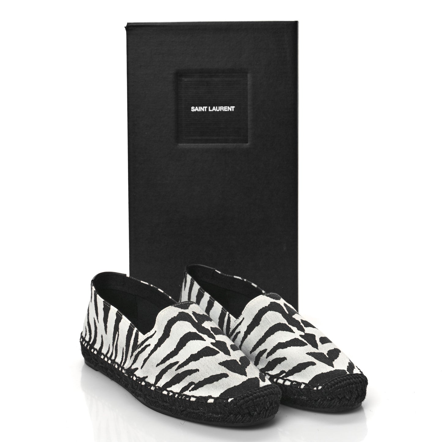 Canvas Tiger Print Espadrilles 37.5 White Black