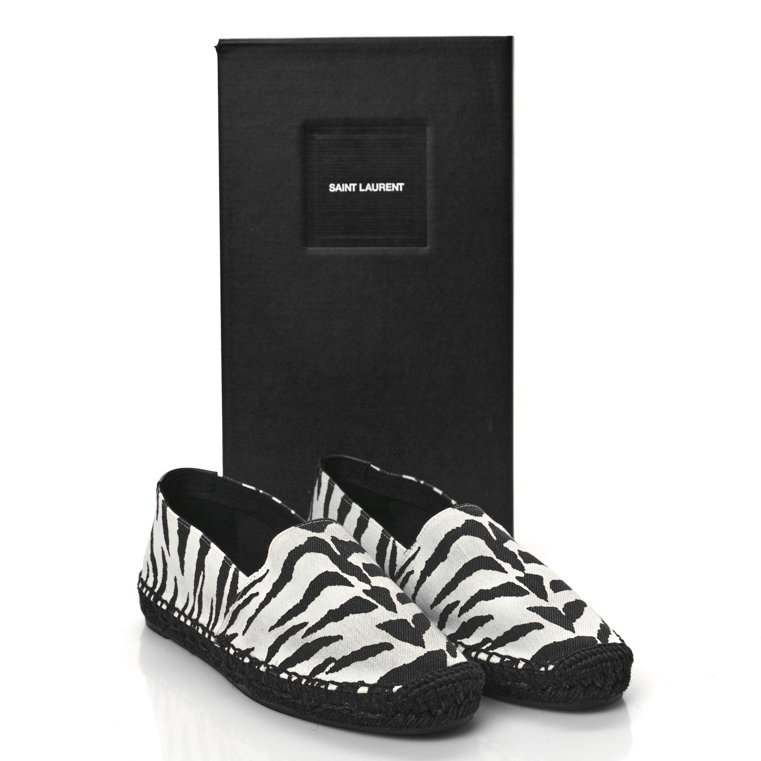 Saint Laurent Canvas Tiger Print Espadrilles 37.5 White Black 9 of 9
