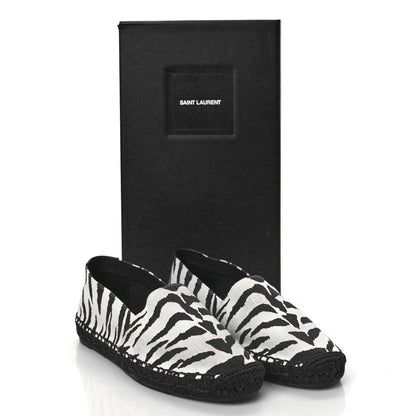 Saint Laurent Canvas Tiger Print Espadrilles 37.5 White Black 9 of 9