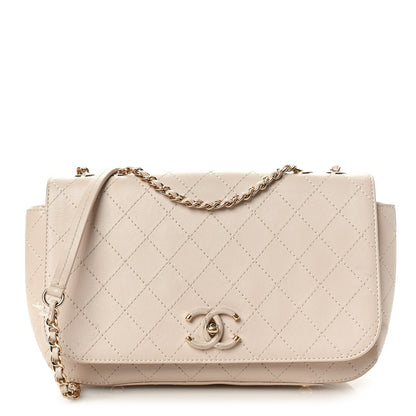 Chanel Calfskin Stitched Medium Covered CC Flap Bag Beige 1 of 11