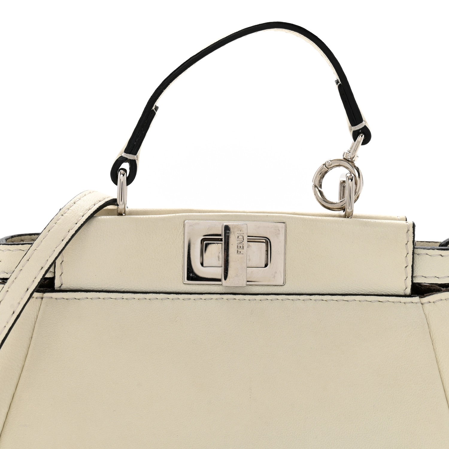 Fendi Shiny Nappa Micro Peekaboo Iconic Satchel White 9 of 13