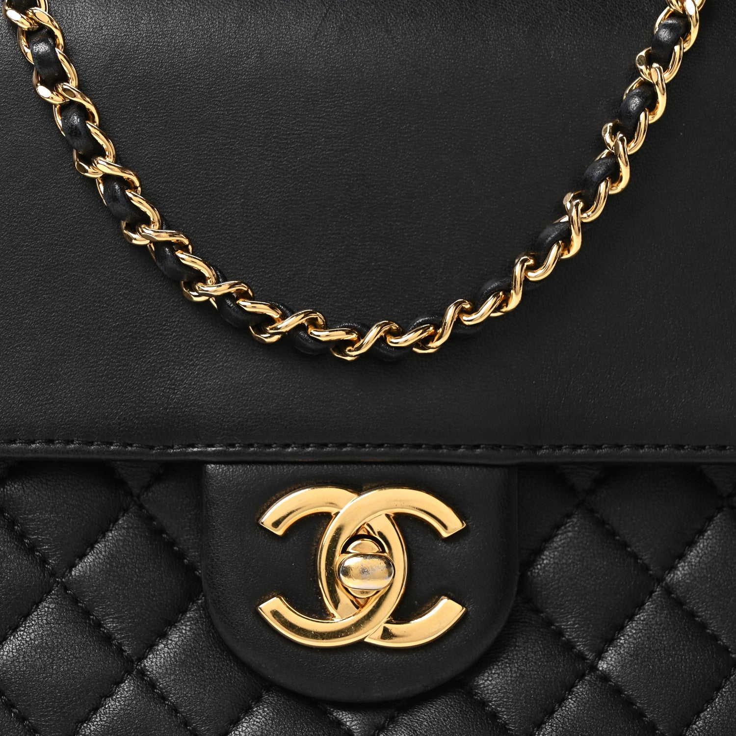 Chanel Lambskin Quilted Large CC Unchained Crossbody Black 15 of 19