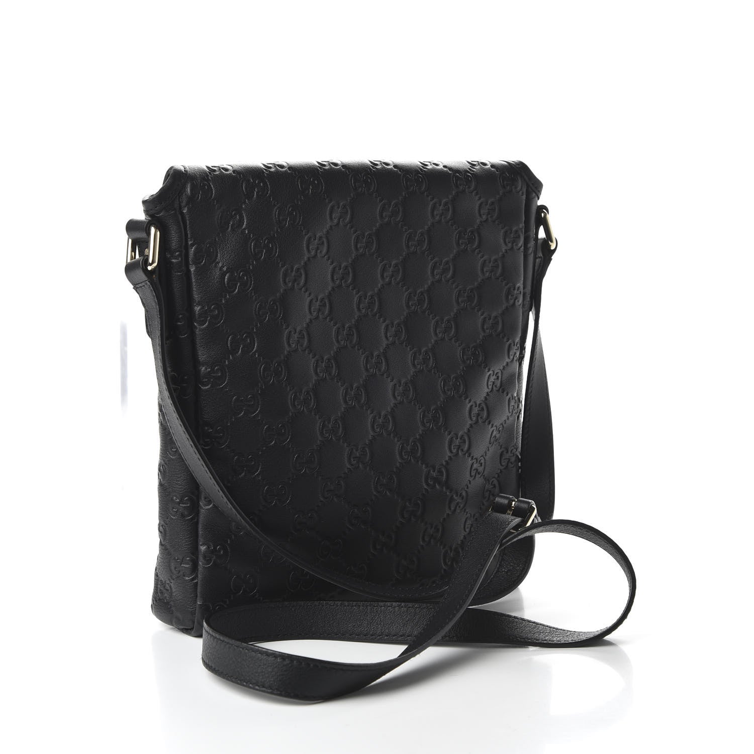 Gucci Guccissima Small Flap Messenger Bag Black 3 of 10
