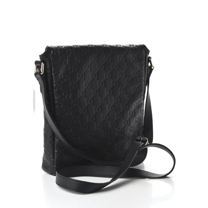 Gucci Guccissima Small Flap Messenger Bag Black 3 of 10