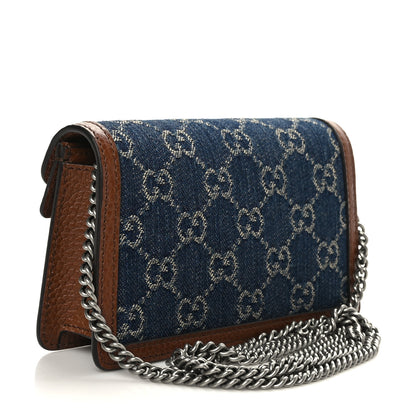 Gucci New Denim GG Monogram Dollar Calfskin Enamel Super Mini Dionysus Shoulder Bag Blue Tea Cuir Epilog Electric Blue 3 of 8