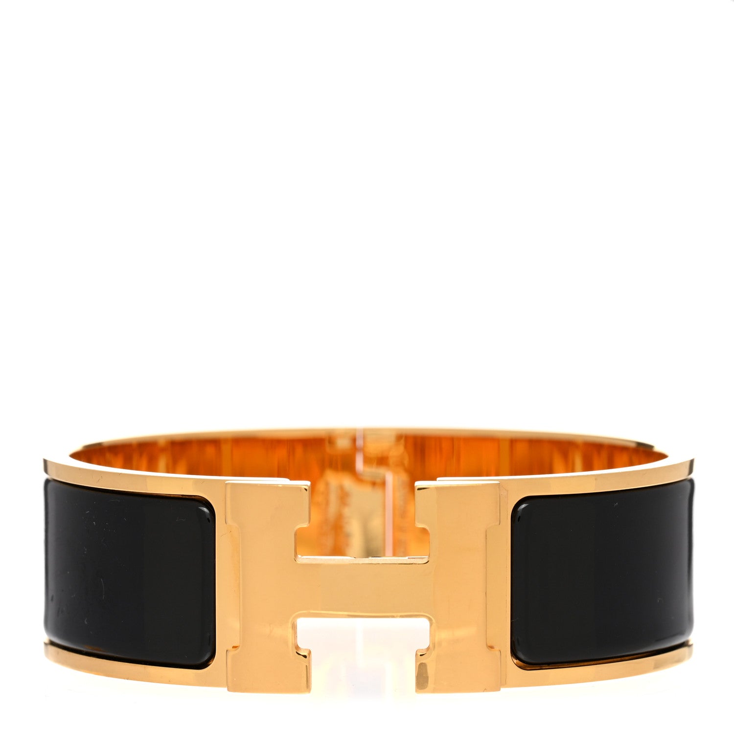 Hermes Enamel Wide Clic Clac H Bracelet PM Black 1 of 5