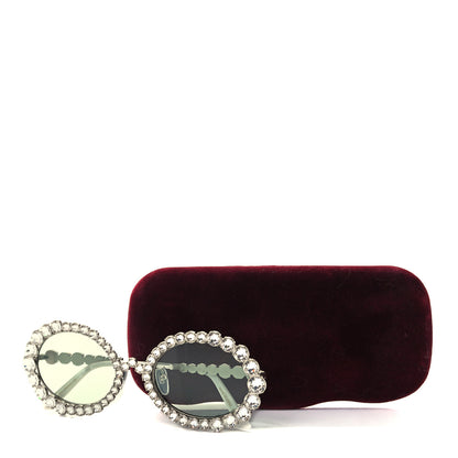 Gucci Crystal Oval Sunglasses GG0620S Silver 9 of 9