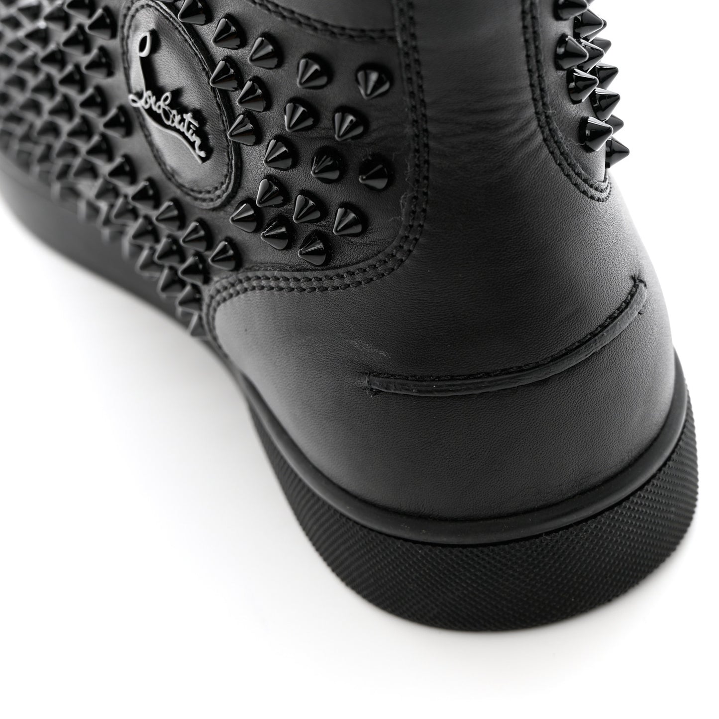 Calfskin Mens Louis Spikes Flat Sneakers 44.5 Black