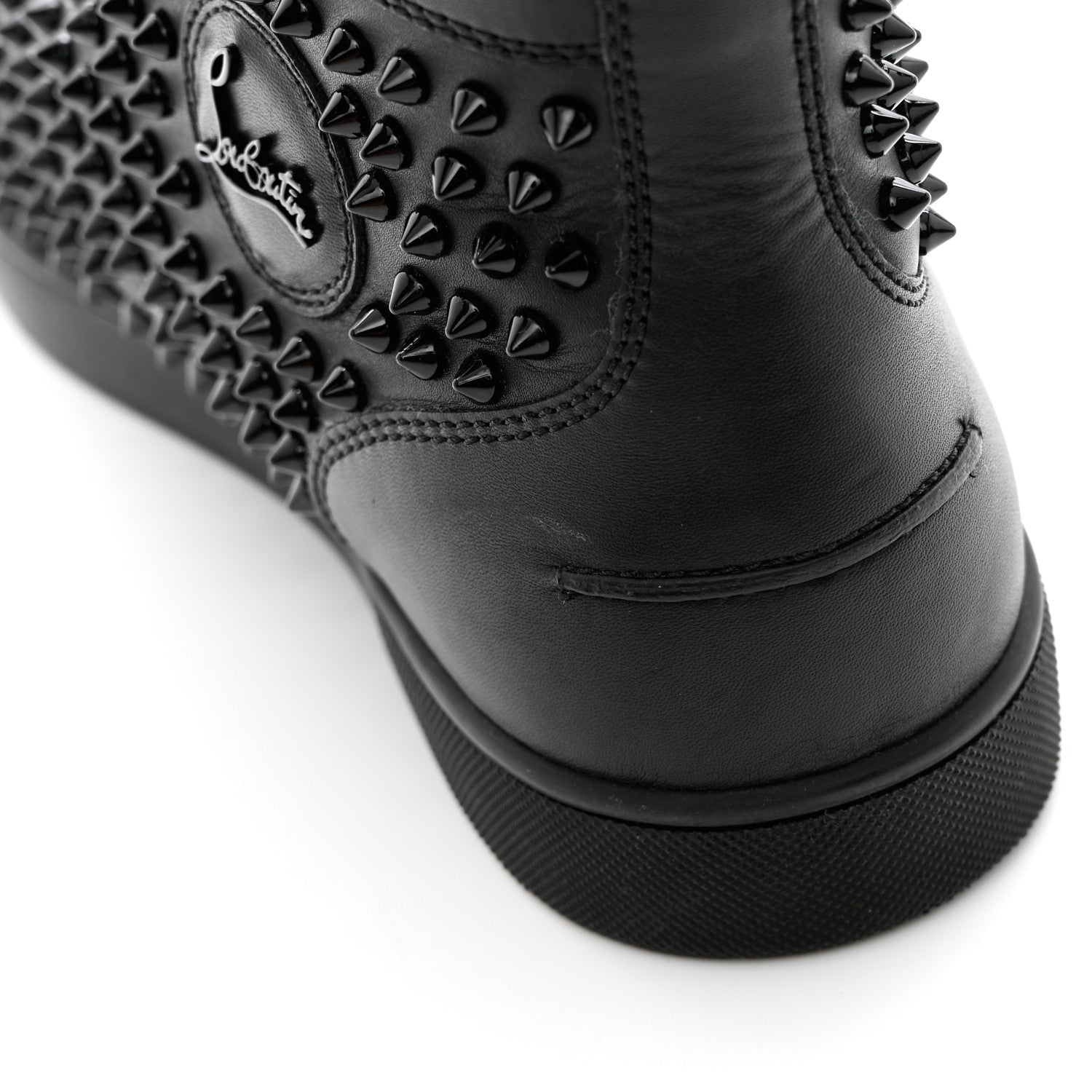 Christian Louboutin Calfskin Mens Louis Spikes Flat Sneakers 44.5 Black 12 of 14