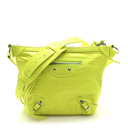 Balenciaga Extra Supple Calfskin Crocodile Embossed Neo Classic Hardware Hobo XS Flou Yellow 1 of 9
