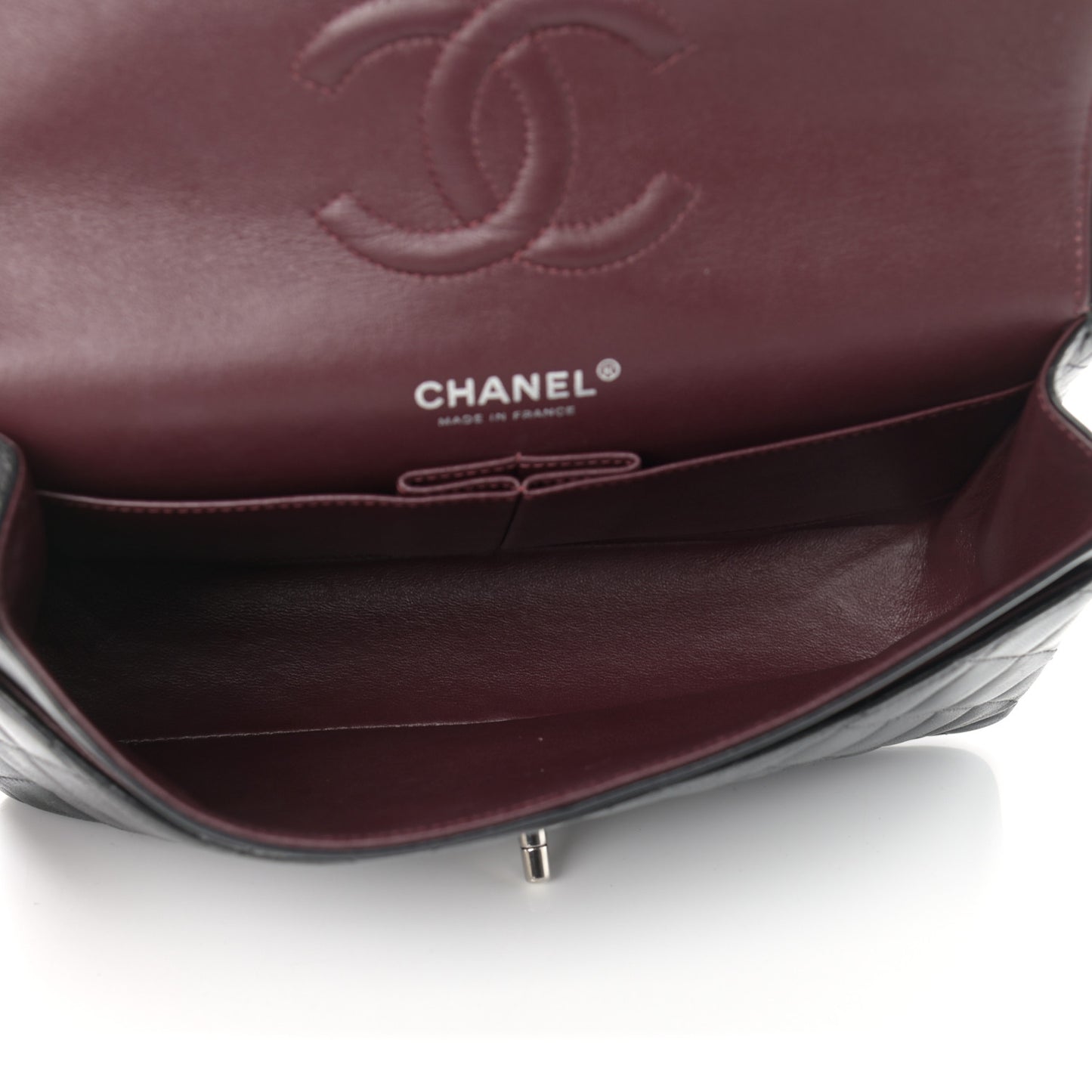 Lambskin Quilted Medium Double Flap Black