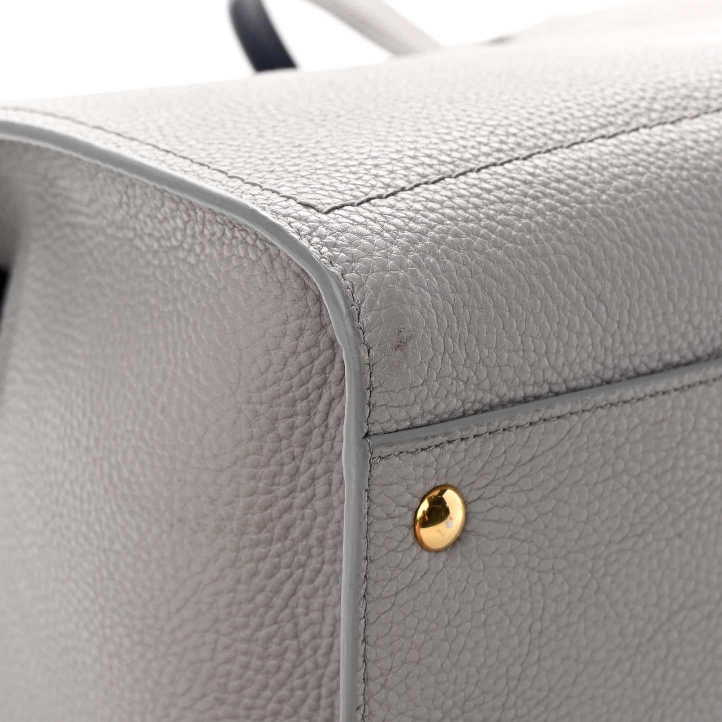 Hammered Calfskin Double Handle Medium Amy Tote Grey Navy