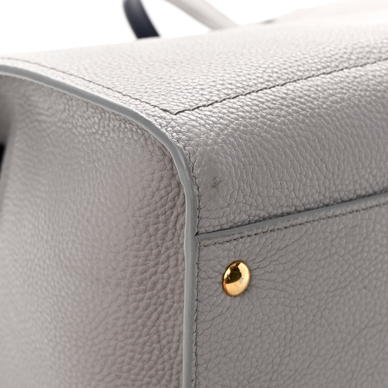 Salvatore Ferragamo Hammered Calfskin Double Handle Medium Amy Tote Grey Navy 12 of 14