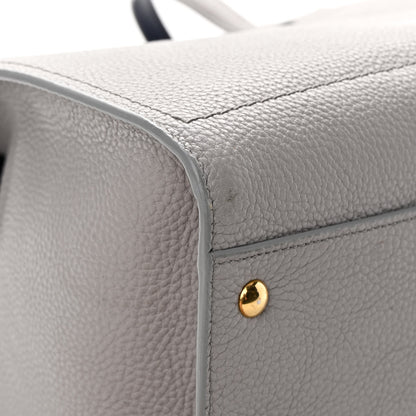 Salvatore Ferragamo Hammered Calfskin Double Handle Medium Amy Tote Grey Navy 12 of 14