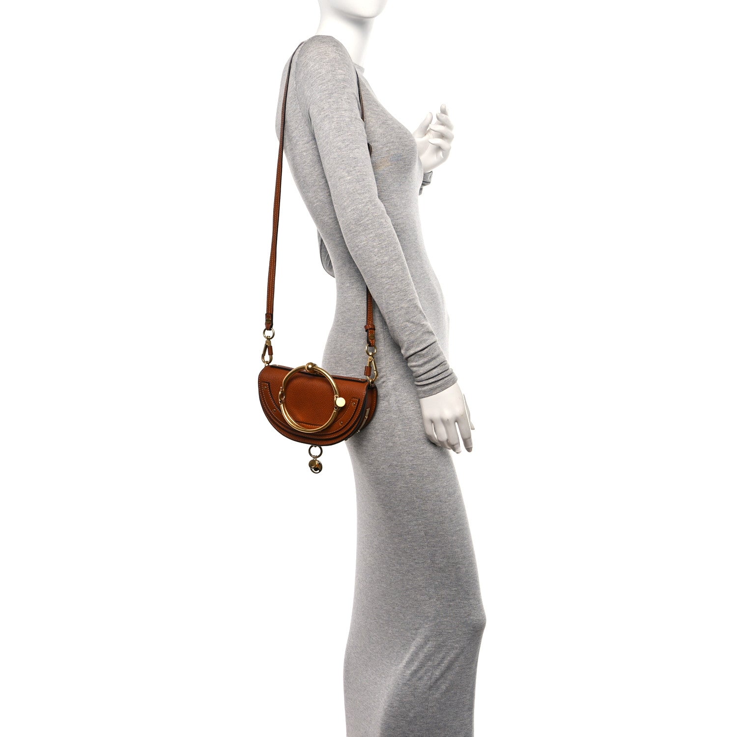Chloe Calfskin Small Nile Bracelet Minaudiere Bag Caramel 2 of 9