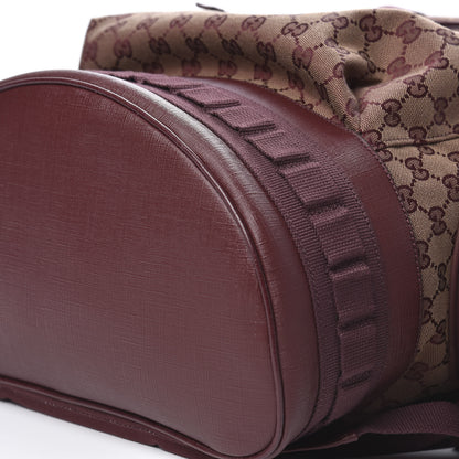 Gucci GG Monogram Script Logo Large Double Pocket Backpack Sahara Rubino Bordeaux 10 of 10