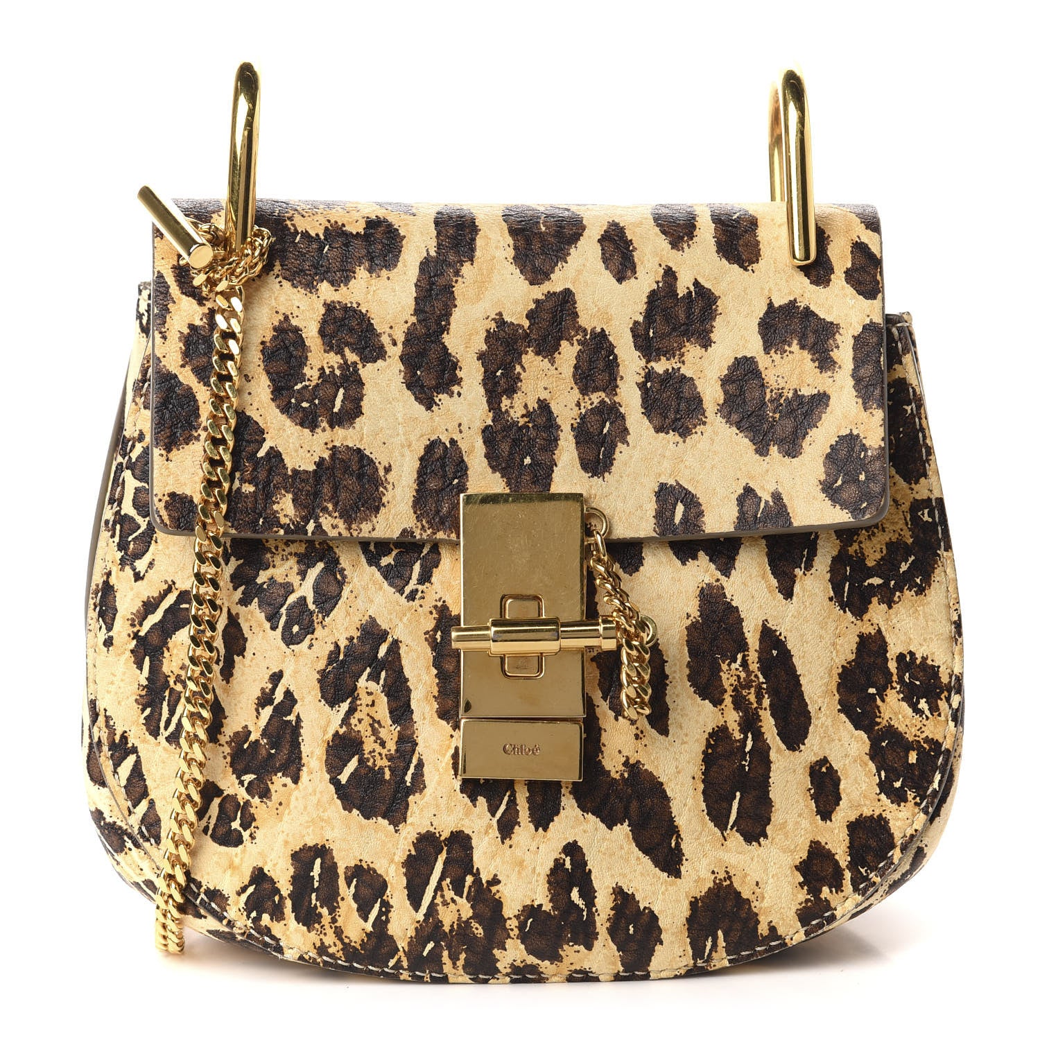 Chloe Calfskin Leopard Print Mini Drew Shoulder Bag 1 of 9