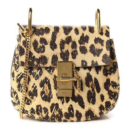Chloe Calfskin Leopard Print Mini Drew Shoulder Bag 1 of 9