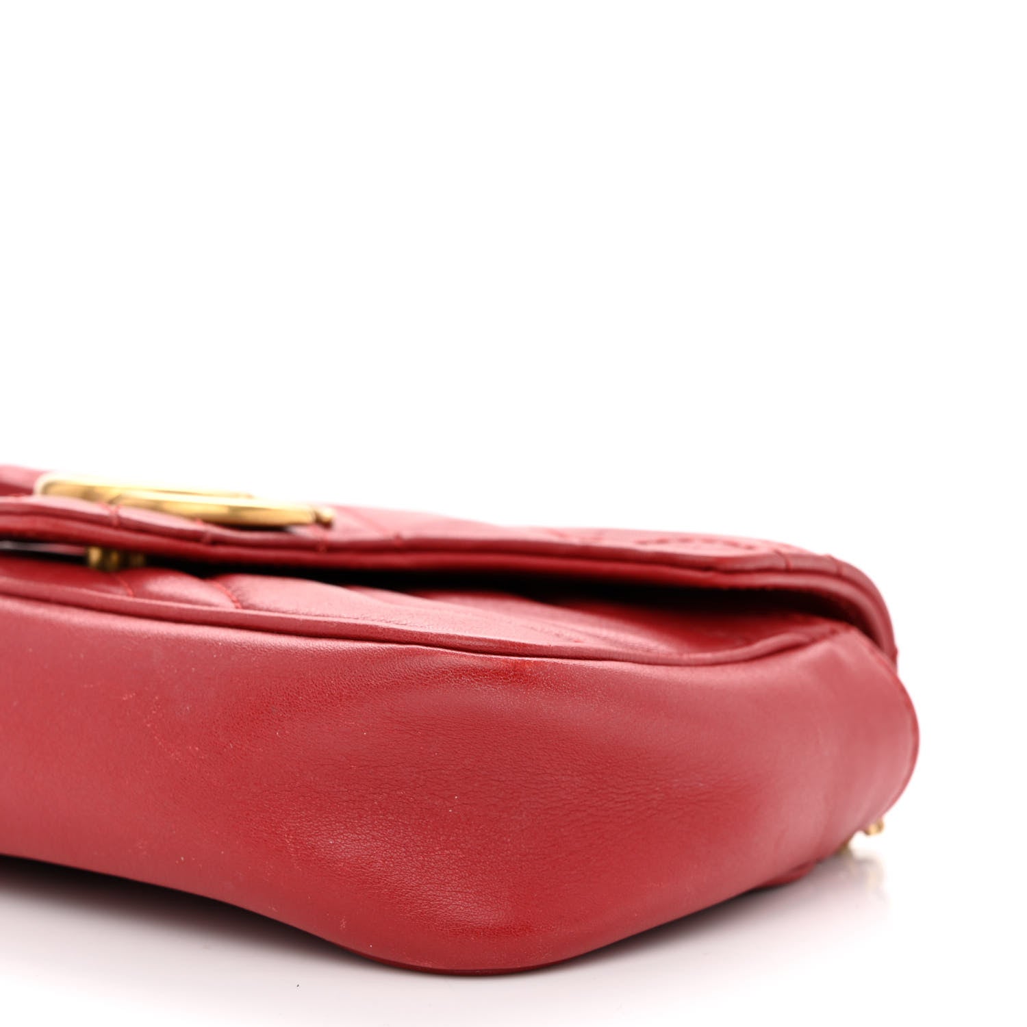 Gucci Calfskin Matelasse Super Mini GG Marmont Shoulder Bag Hibiscus Red 10 of 10