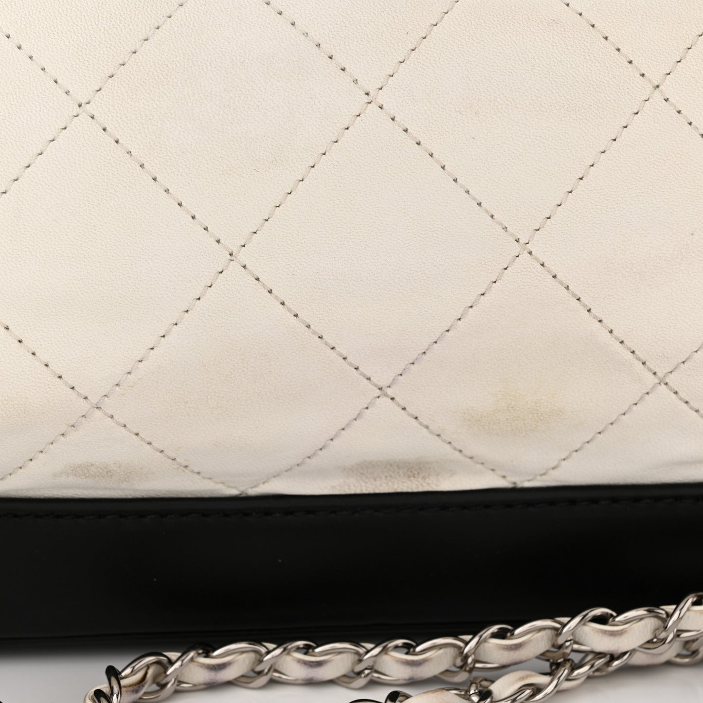Calfskin Quilted VIP Flap White Black