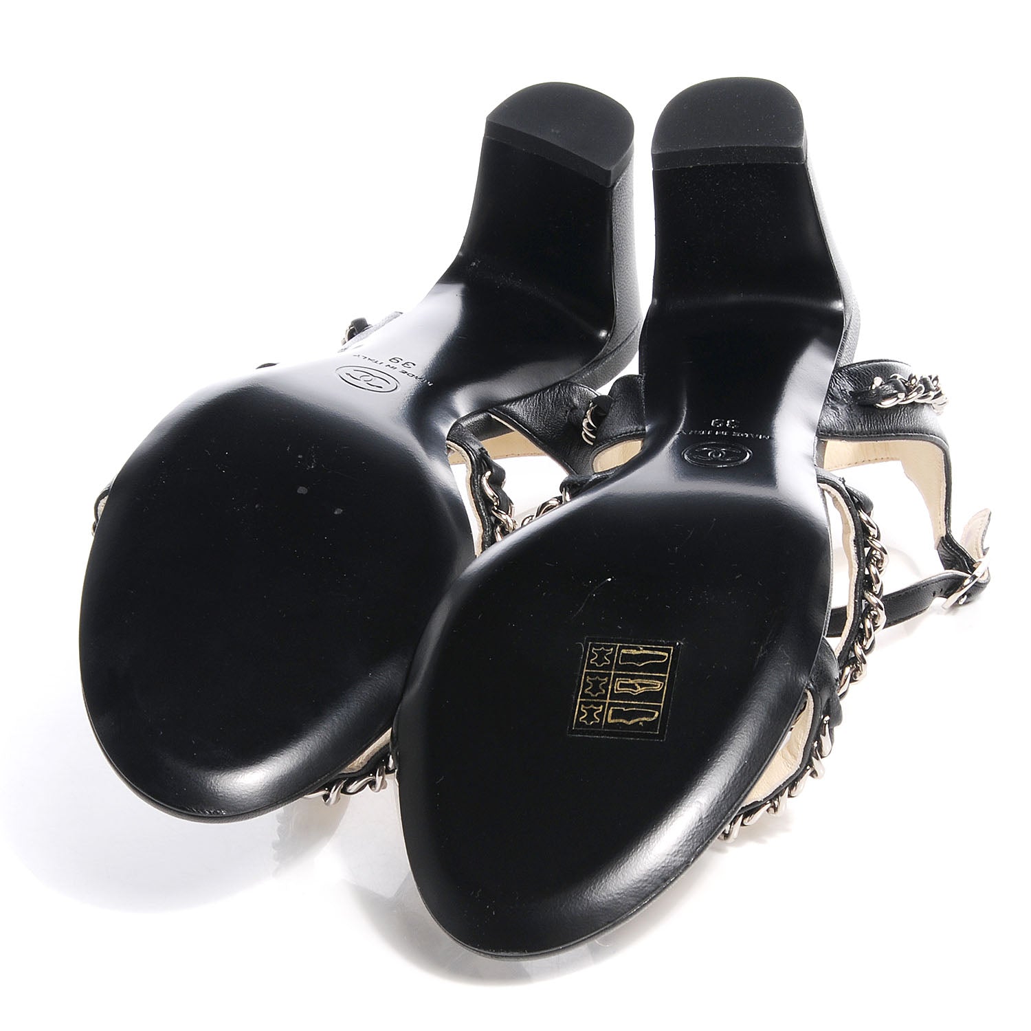 Chanel Lambskin Gladiator Chain Sandals 39 Black 5 of 7