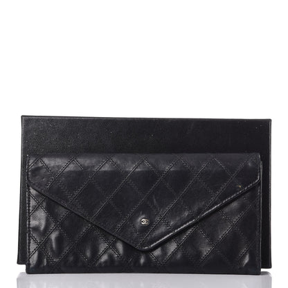 Chanel Lambskin Diamond Stitched Envelope Long Flap Wallet Black 13 of 13