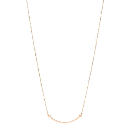 Tiffany 18K Rose Gold Small T Smile Pendant Necklace 1 of 5