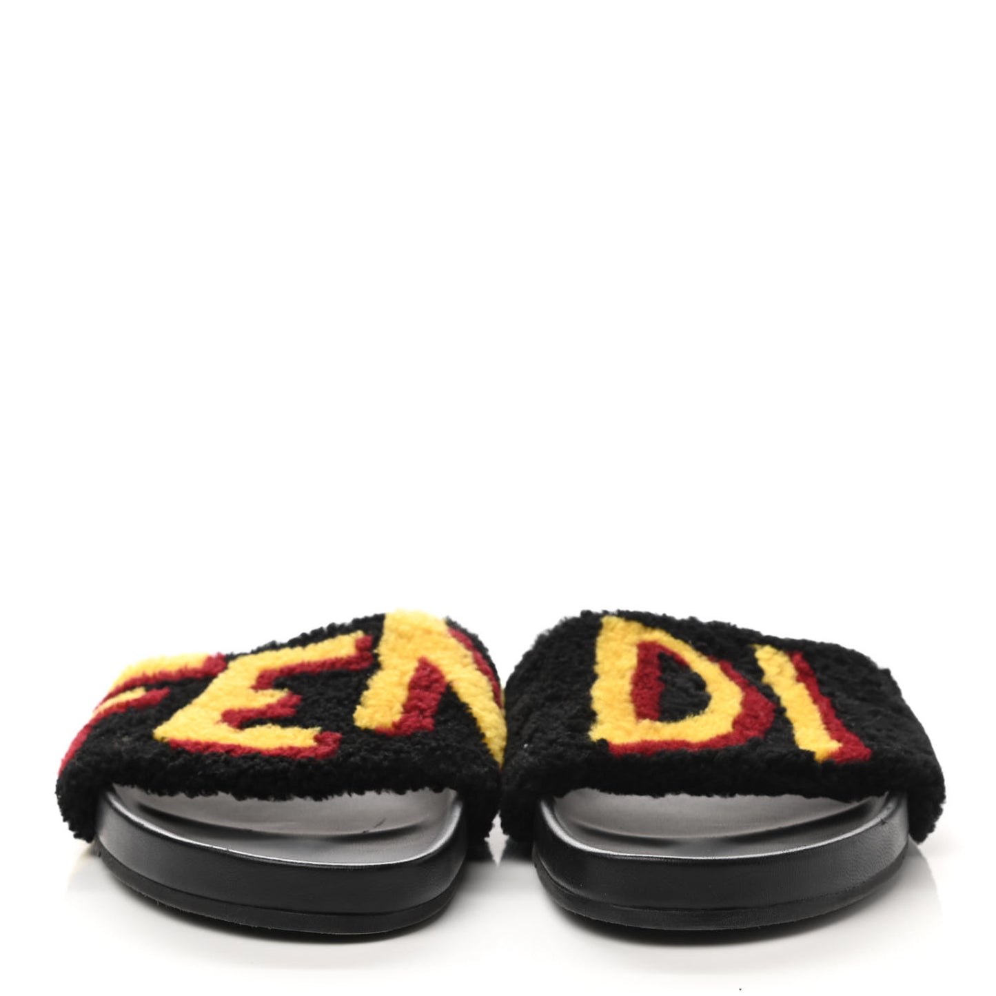 Shearling Logo Mens Slide Sandals 8 Black Giallo Ribes